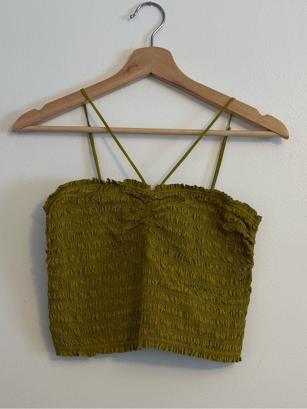 Madewell Poplin Smocked Halter Crop Top Size M